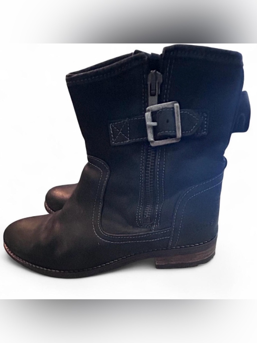 Taos Black Leather Moto Boots- Size 39. EUC!